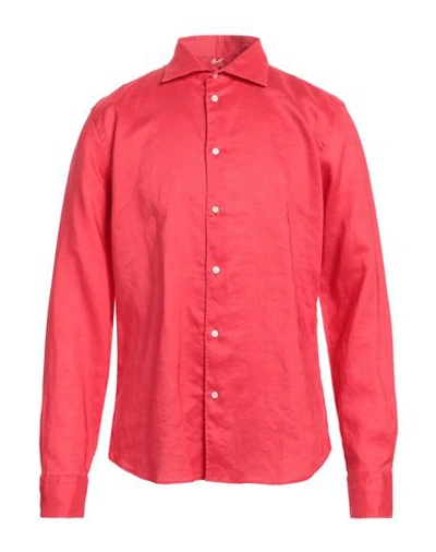 Bulgarini Man Shirt Red Size 17 Linen