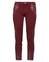 CYCLE CYCLE WOMAN PANTS BURGUNDY SIZE 29 COTTON, ELASTANE