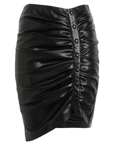 Karl Lagerfeld Faux Leather Skirt Woman Mini Skirt Black Size 8 Polyester, Polyurethane Coated