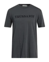 Trussardi Man T-shirt Lead Size Xxl Cotton In Grey