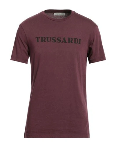 Trussardi Man T-shirt Burgundy Size 3xl Cotton In Red
