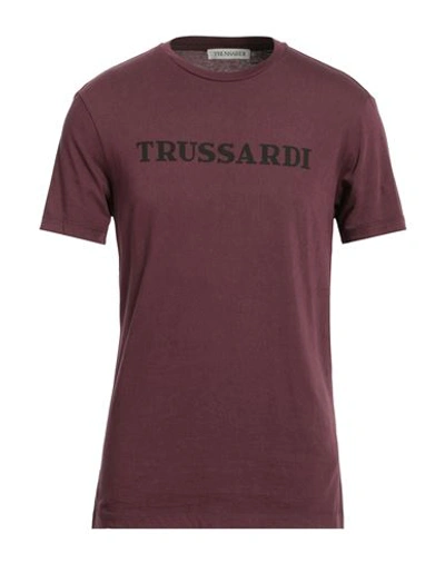 Trussardi Man T-shirt Burgundy Size S Cotton In Red