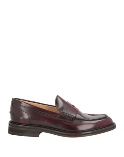 Doucal's Woman Loafers Burgundy Size 6.5 Soft Leather In Weinrot