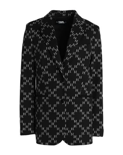 Karl Lagerfeld Jacquard Punto Jacket Woman Blazer Black Size 4 Polyester, Polyamide, Viscose, Elasta