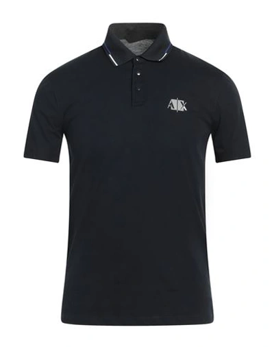 Armani Exchange Man Polo Shirt Midnight Blue Size S Cotton In Blue