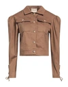 Sinä  Ja??? Sinä Ja??? Woman Jacket Brown Size S Cotton, Elastane In Brown