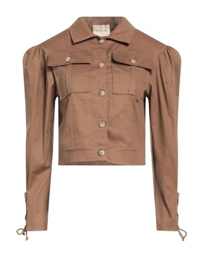 Sinä  Ja??? Sinä Ja??? Woman Jacket Brown Size S Cotton, Elastane