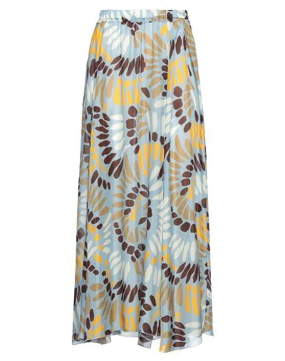 Jucca Woman Long Skirt Sky Blue Size 8 Silk