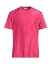 Valentino Garavani Man T-shirt Fuchsia Size L Cotton, Silk, Polyester In Pink