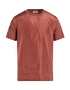 Valentino Garavani Man T-shirt Brown Size S Cotton, Silk, Polyester