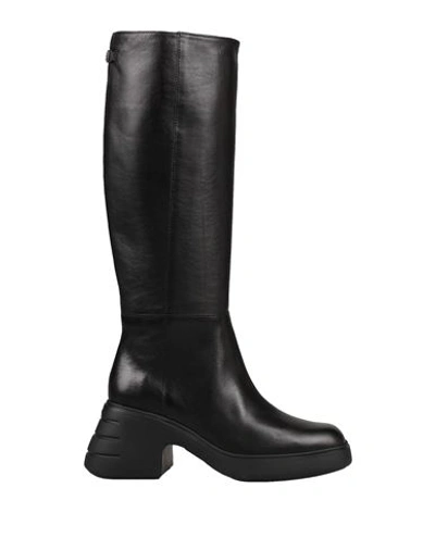 Hogan Woman Boot Black Size 8 Soft Leather, Textile Fibers
