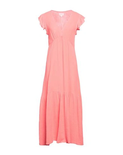 Honorine Woman Long Dress Coral Size S Cotton In Red