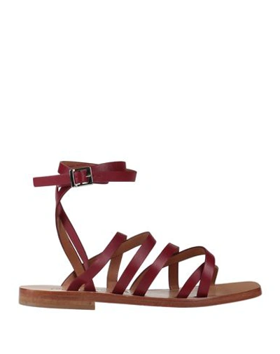 Liviana Conti Woman Sandals Burgundy Size 6 Soft Leather In Red