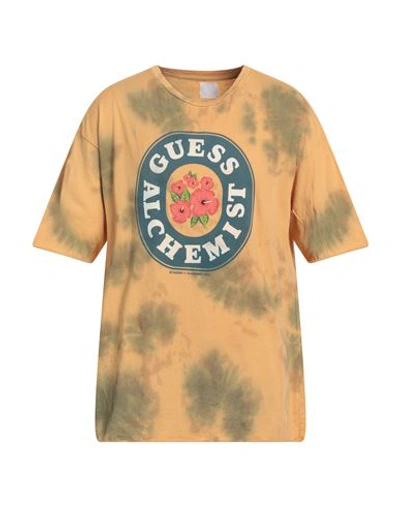 Alchemist X Guess Man T-shirt Mustard Size M Cotton In Yellow