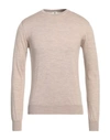 Luigi Borrelli Napoli Man Sweater Light Brown Size 38 Merino Wool, Silk, Cashmere In Beige