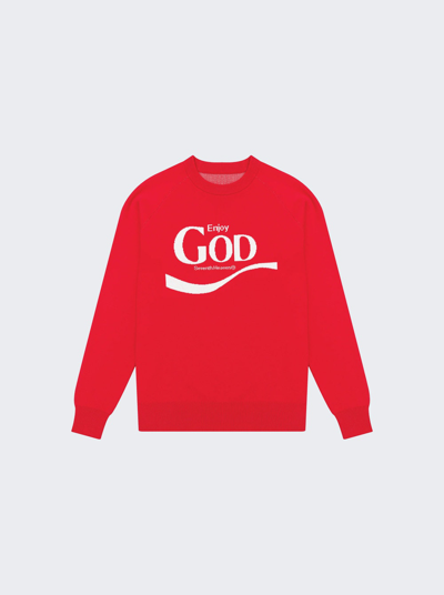 Seventh Heaven Enjoy God Knit Sweater In Red
