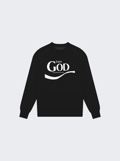 Seventh Heaven Enjoy God Knit Sweater In Black