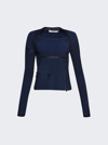 Christopher Esber Revaler Zipper Long-sleeve Knit Top In Prussian Blue