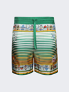 Casablanca Cityscape Print Silk Drawstring Shorts In Cityscape