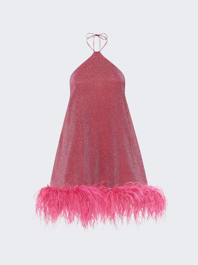Osã©ree Lumière Plumage Necklace Short Dress In Raspberry