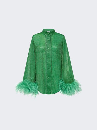 Osã©ree Lumiã¨re Plumage Long Shirt In Emerald Green