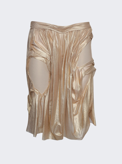 Di Petsa Wet Look Midi Skirt In Neutrals
