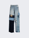Natasha Zinko Patchwork Cargo Mid-raise Jeans In Light Wash Blue
