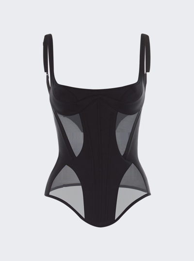 Mugler Corset Style Top With Spaghetti Straps In Black