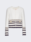 VALENTINO EMBELLISHED STRIPED BOUCLÃ© JACKET