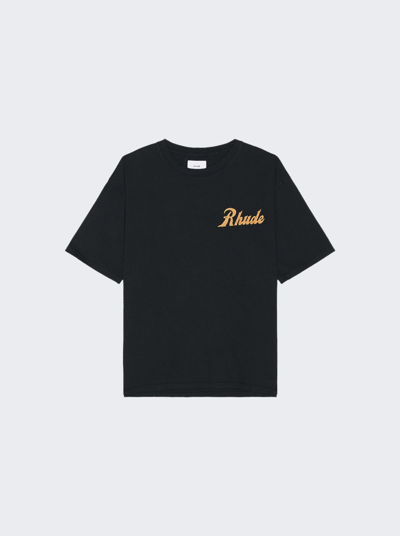 Rhude Sales And Service Logo-print Cotton-jersey T-shirt In Vintage Black