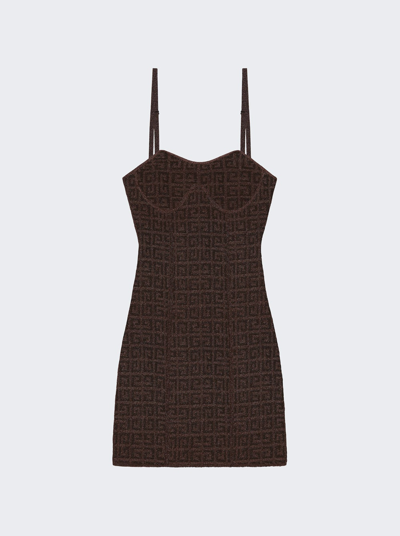 Givenchy Knitted Monogram Mini Dress With Lurex Detail In Brown