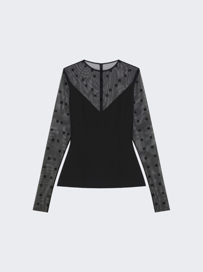 Givenchy 4g Tulle Long Sleeve Top In Black