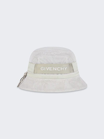 Givenchy Men's Bucket Hat In Mesh With Zip In Light Grey