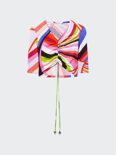 Pucci Multicolour Iride Print Gathered T-shirt In Multicolor