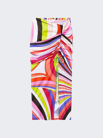Pucci Iride-print Gathered Midi Skirt In Multicolor