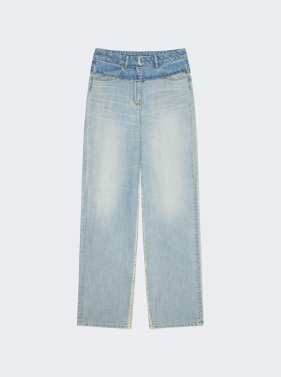 Givenchy Mixed Denim Oversized Jeans In Pale Blue