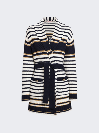 VALENTINO WOOL STRIPED LONG CARDIGAN