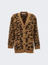Valentino V-neck Animalier Cardigan Front Pockets In Animal Print