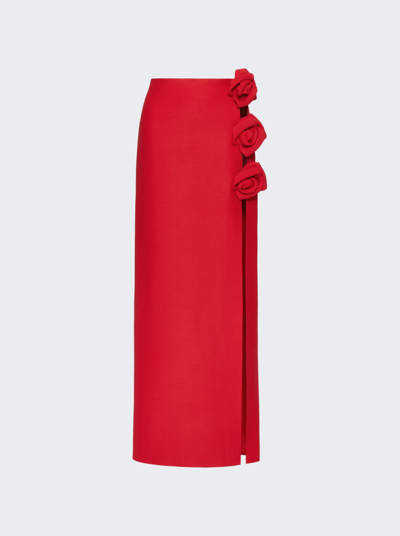 Valentino Wool-silk Crepe Maxi Skirt In Red