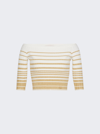 VALENTINO STRIPED OFF-SHOULDER CROPPED TOP