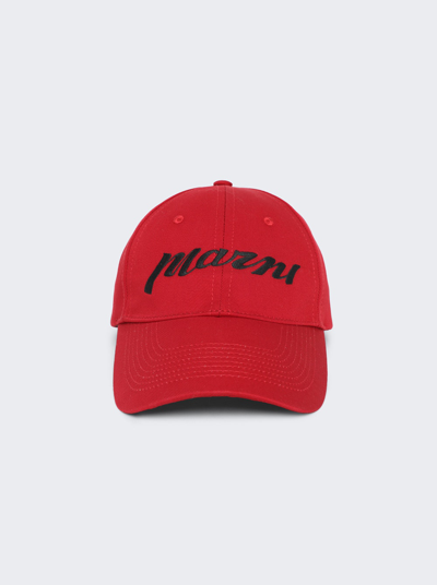 Marni Baseball Cap In Chili Red