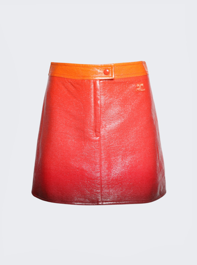 Courrã¨ges Gradient Sunset Vinyl Skirt In Orange