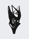 Mugler Asymmetric Cutout Swimsuit In Black
