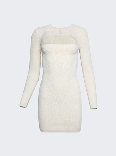 Alexander Wang T Boucle Long Sleeve Mini Dress With Cutout In Vanilla Ice