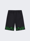 Veert Black Heart Embroidered Shorts In Black