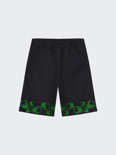 Veert Black Heart Embroidered Shorts