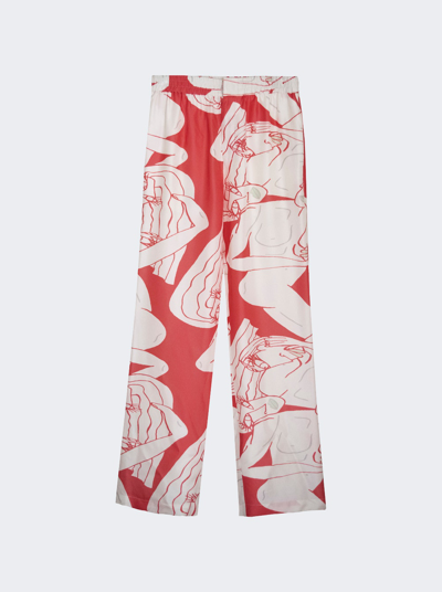 Uter Silk Twill Pants In Coral Pink