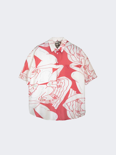 Uter Silk Twill Short Sleeve Shirt In Coral Pink