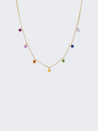 Roxanne First Princess Cut Rainbow Drop Necklace In Gold