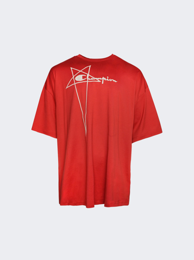 Rick Owens X Champion Tommy T-shirt In Carnelian Red
